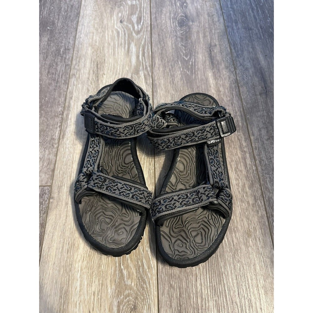 TEVA Black and Gray Nylon Adjustable Strap Sport Sandals US Size 8W